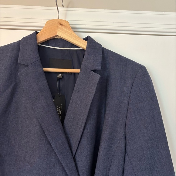 Banana Republic Lightweight Wool Wrapped Blazer Navy Blue 14 Career Office NWT - Picture 4 of 11